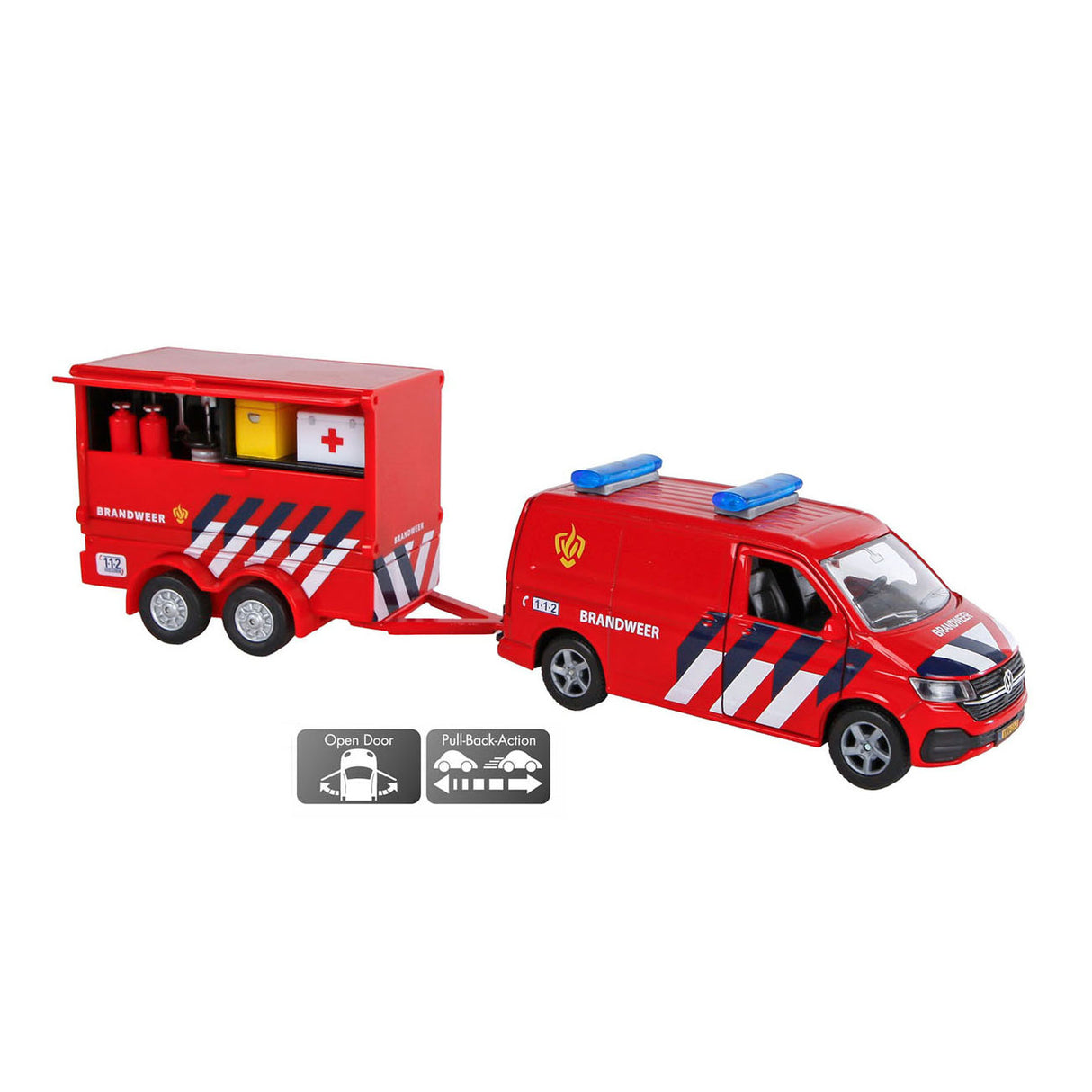 Brigade de pompiers du transporteur Kids Globe Globe VW avec remorque