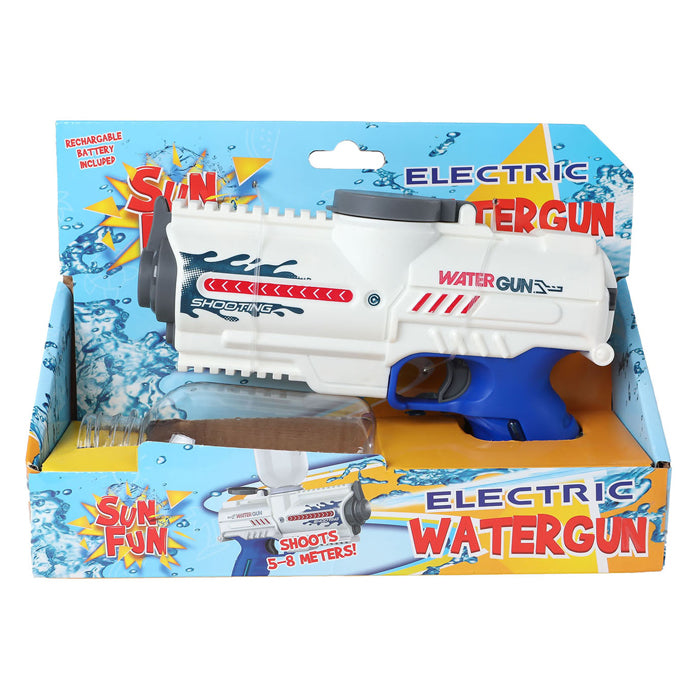 Sun fun waterpistool elektrisch met fles wit blauw, 18cm