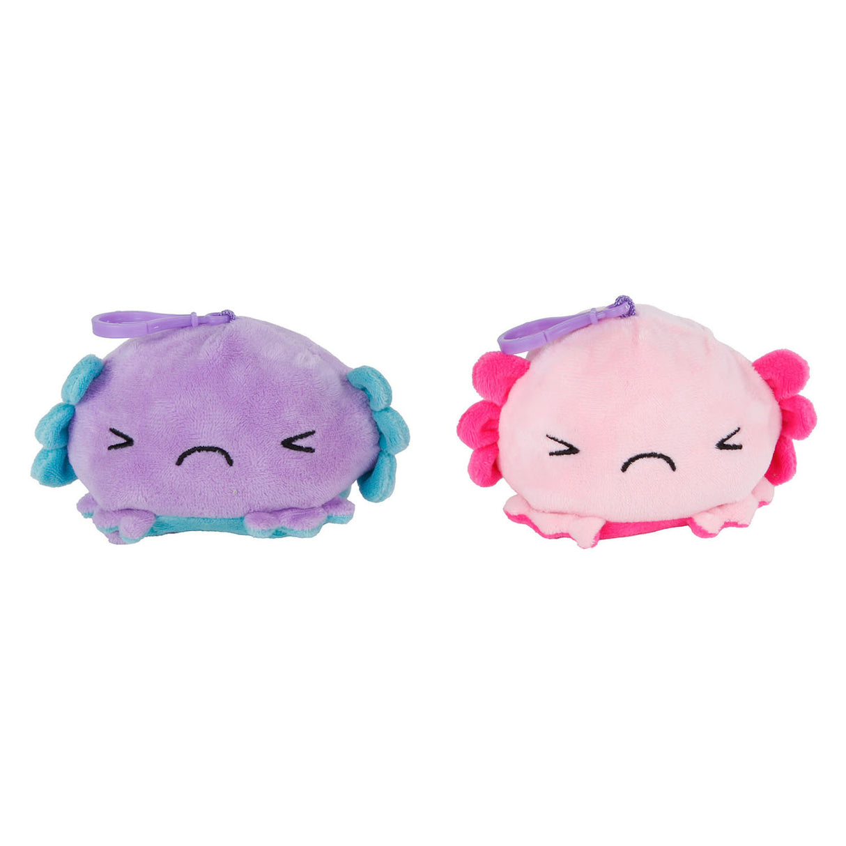 Axolotl reversible key ring plush, 10 cm