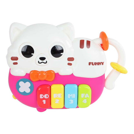 Mini club animal piano chat avec lumière et son, 15cm