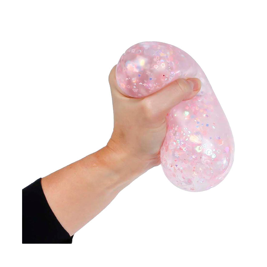 Glamour méga boule à presser fleur et paillettes, 9 cm