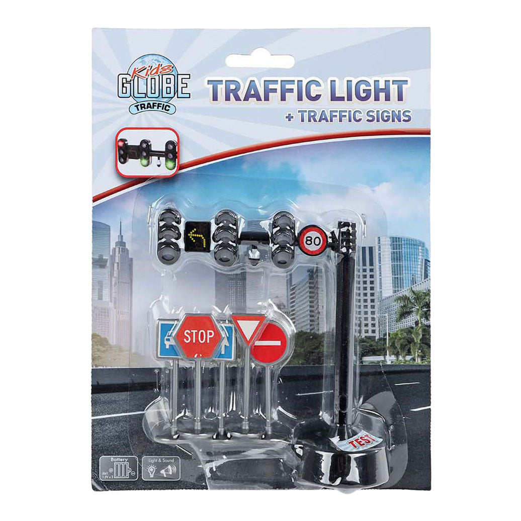 Kids Globe Traffic Light with 3 lights and 5 traffic signs