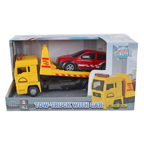 Véhicule de dépannage camion globe homme enfants avec voiture, 19 cm