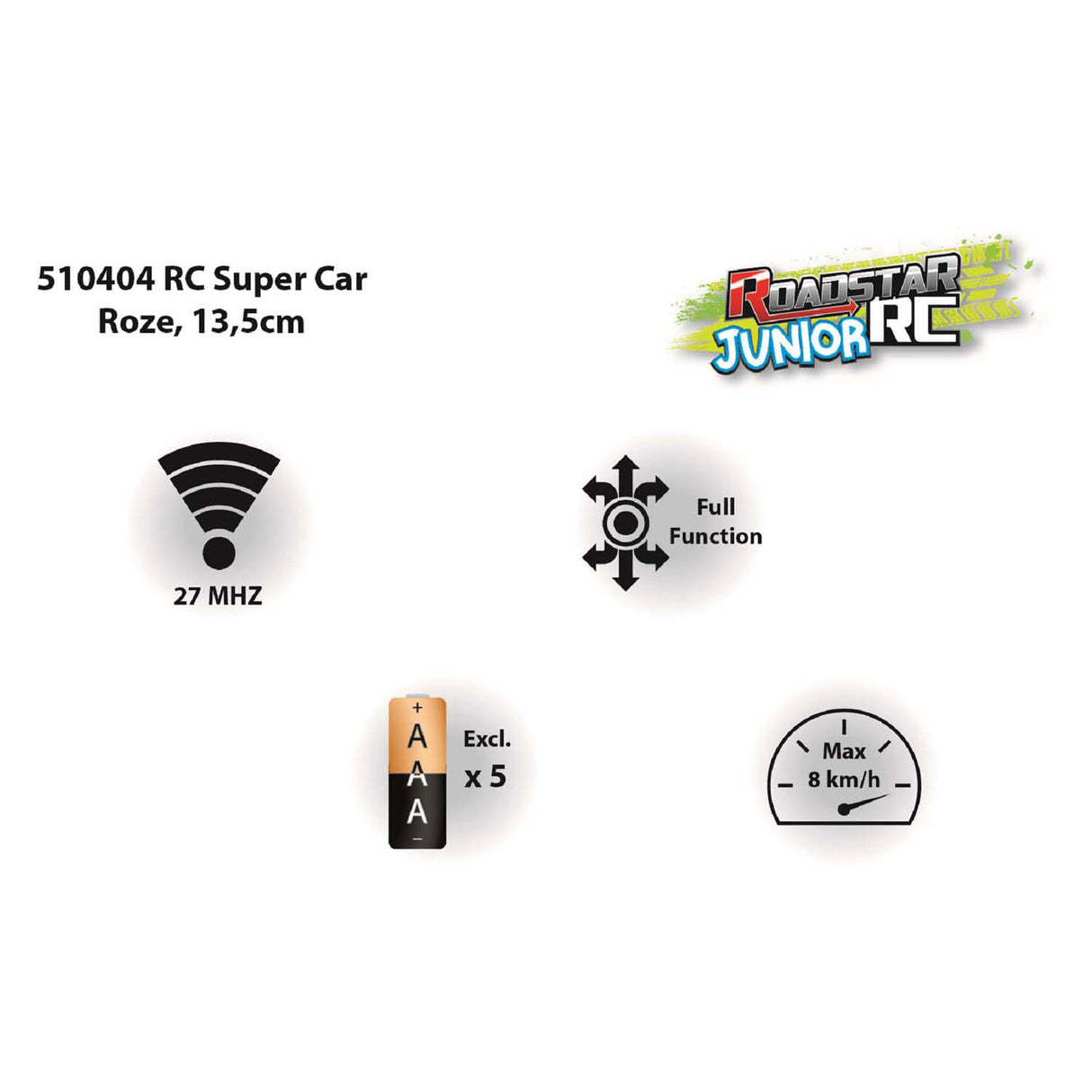 Voiture télécommandée roadstar rose 27mhz, 13.5cm