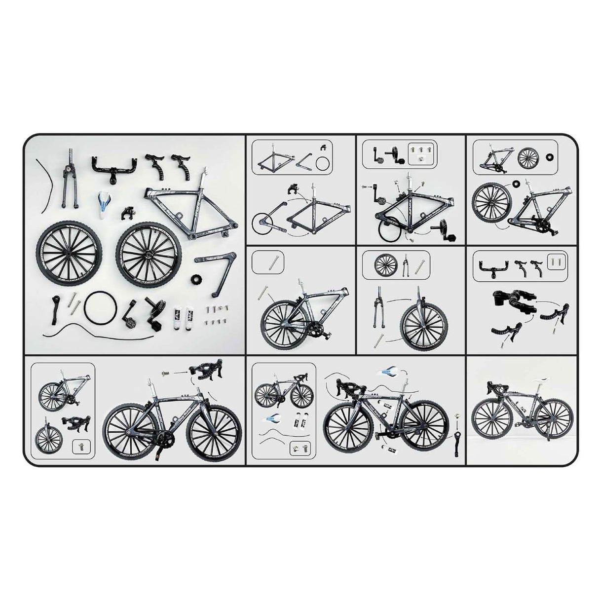 Kit de construction moulé sous pression pour vélo de course, 19,5 cm