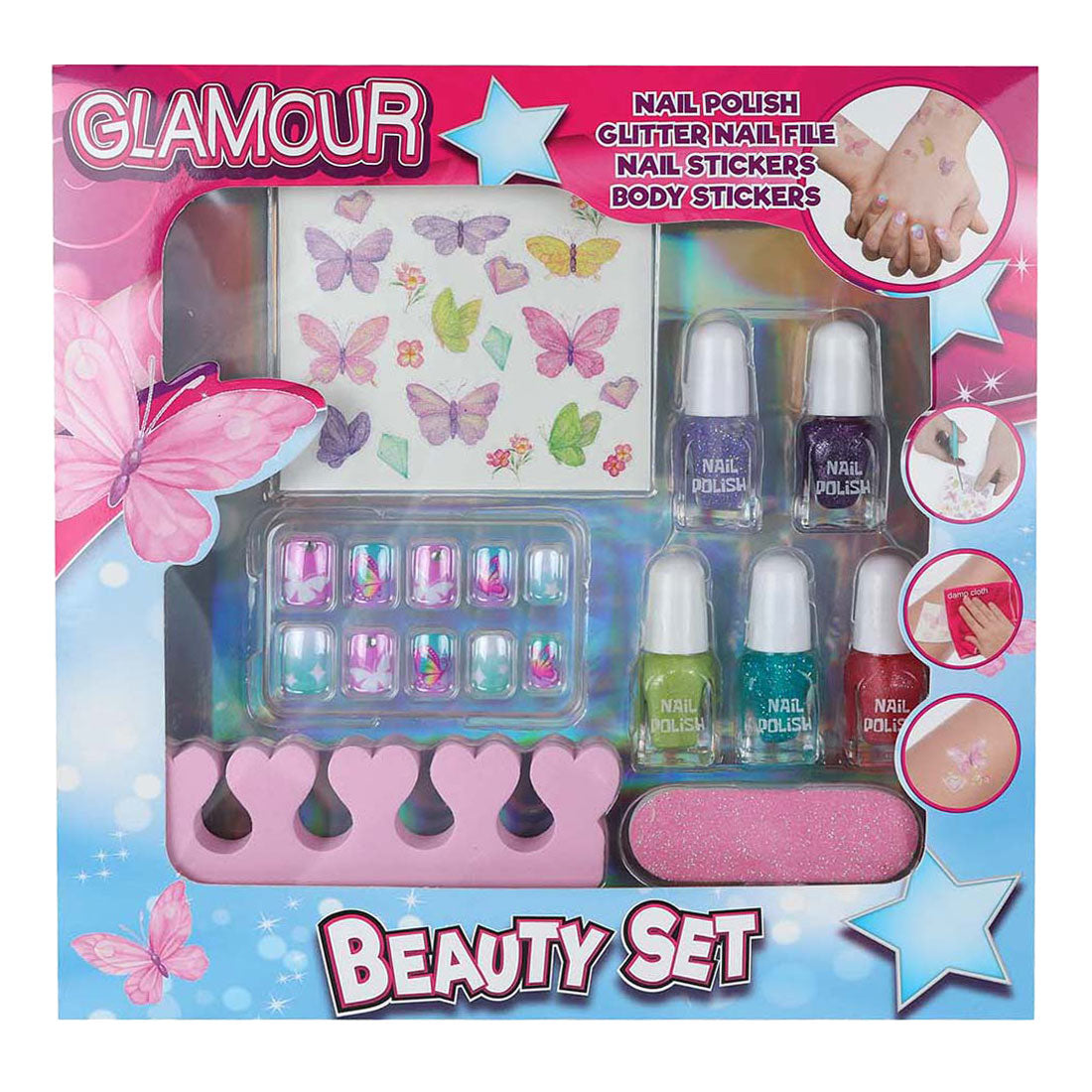 Ensemble de vernis à ongles Glamour Beauty avec autocollants pour ongles