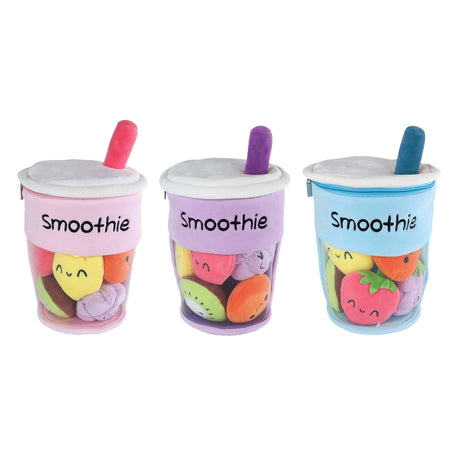 Van manen peluche smoothy tasse à câlin avec fruits 26 cm - jouets de menu moelleux.
