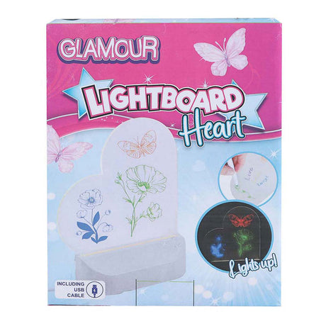 Tableau lumineux Glamour van crinière coeur avec connexion USB et 7 marqueurs 16cm.