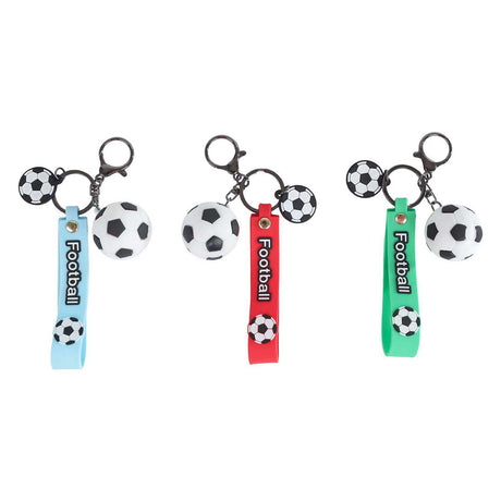 Porte-clés football avec cordon et clip