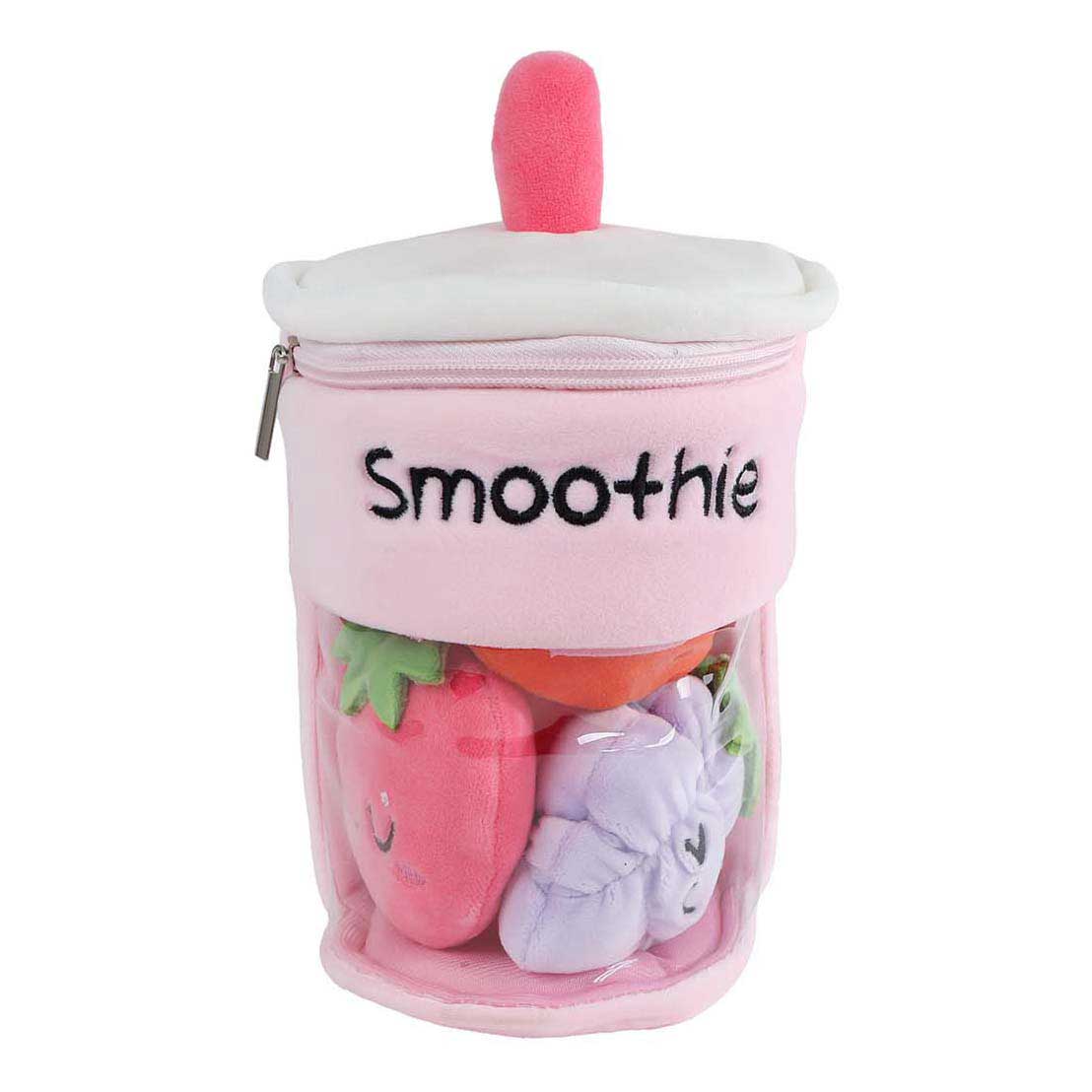 Menu moelleux peluche smoothie avec 3 fruits 25cm 3 assortis