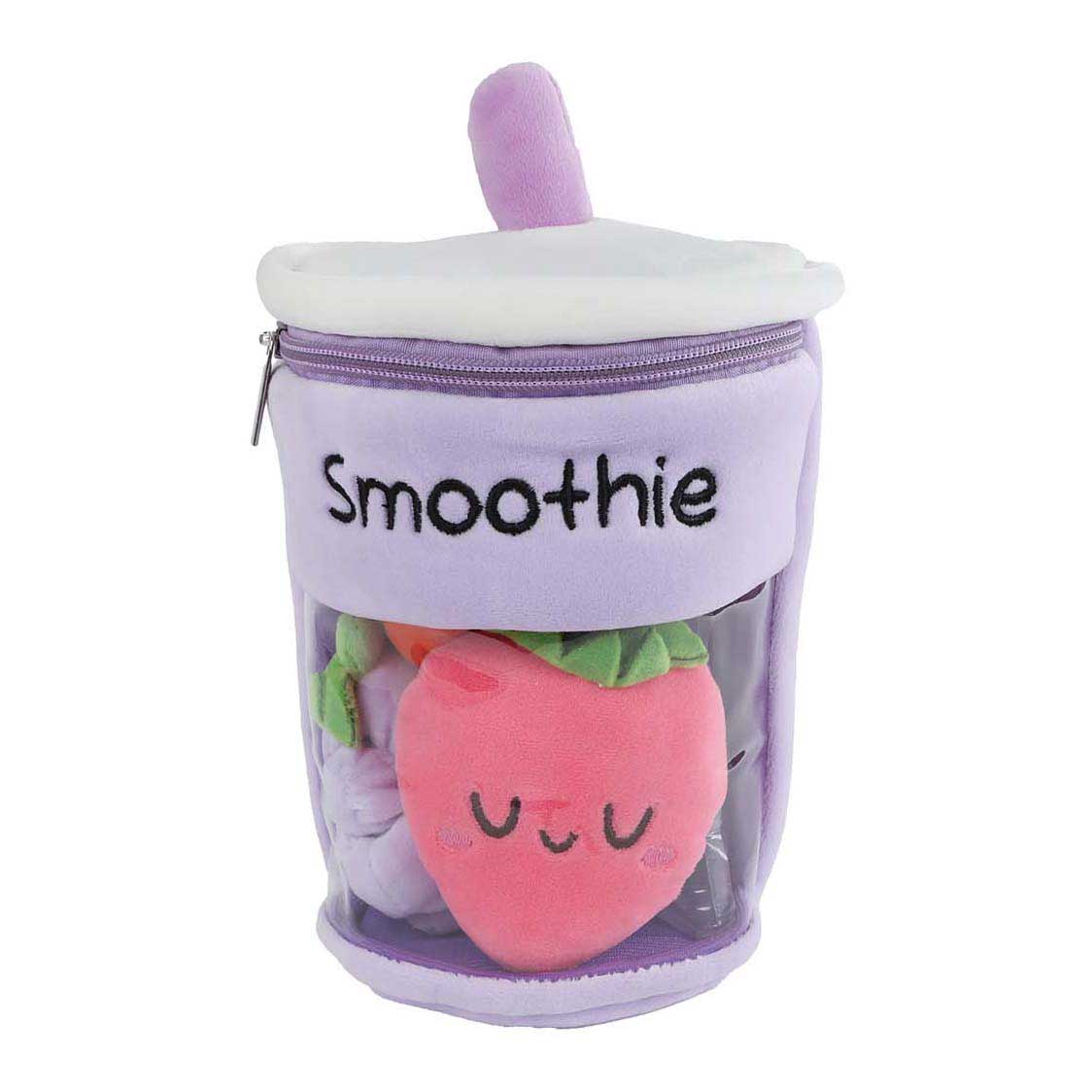 Menu moelleux peluche smoothie avec 3 fruits 25cm 3 assortis