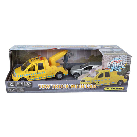 Enfants globe dépanneuse m voiture lumière son moulé sous pression tirer vers l'arrière 26 cm