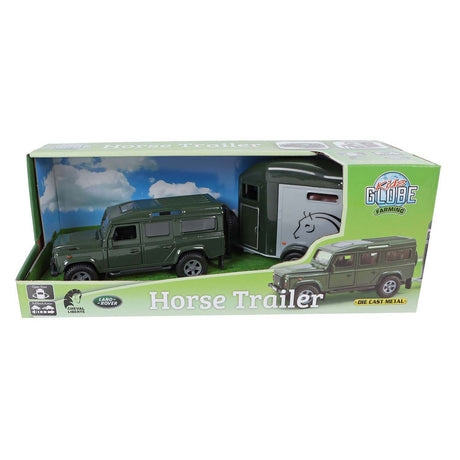 Globe Land Rover enfant avec remorque à chevaux Cheval Liberté - 28 cm