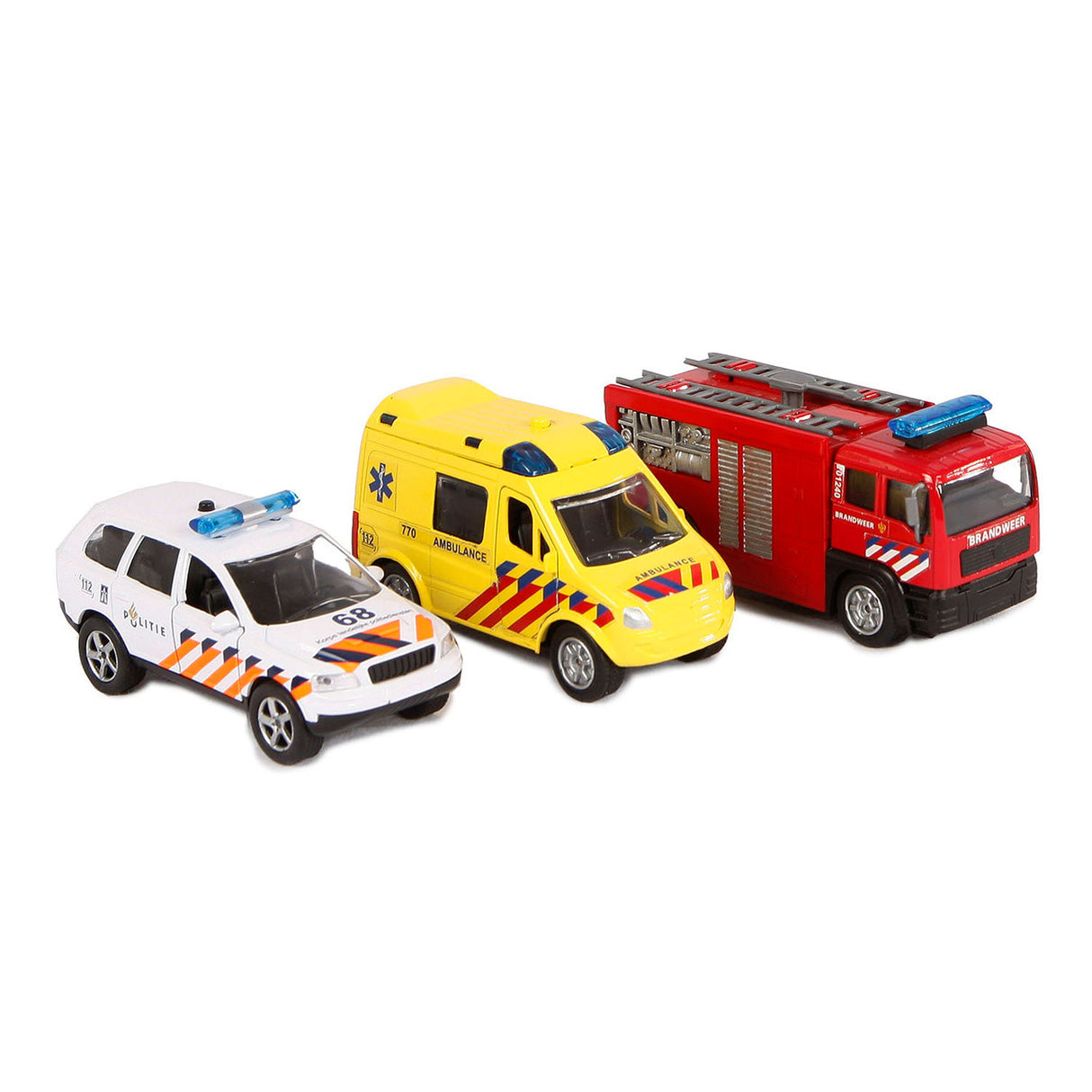 Véhicules de service d'urgence moulés sous pression, 2 jeux, avec lumière et son
