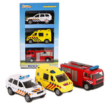 Véhicules de service d'urgence moulés sous pression, 2 jeux, avec lumière et son