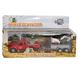 Kids Globe Die-Cast Mitsubishi with mini excavator, 27cm