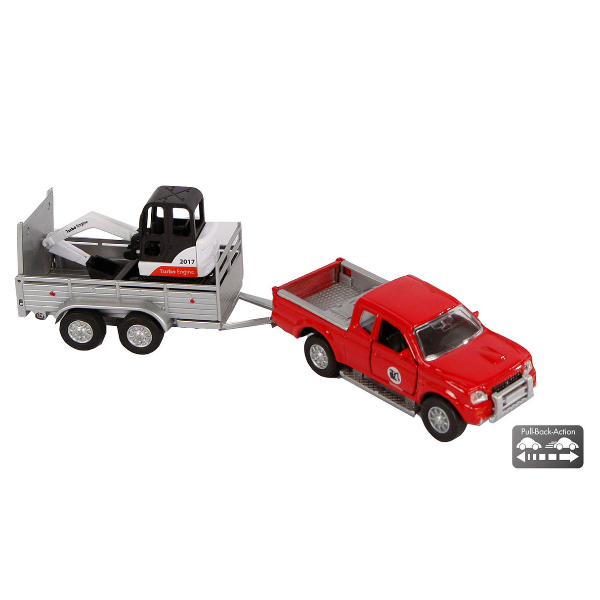 Kids Globe Die-Cast Mitsubishi avec mini excavateur, 27 cm