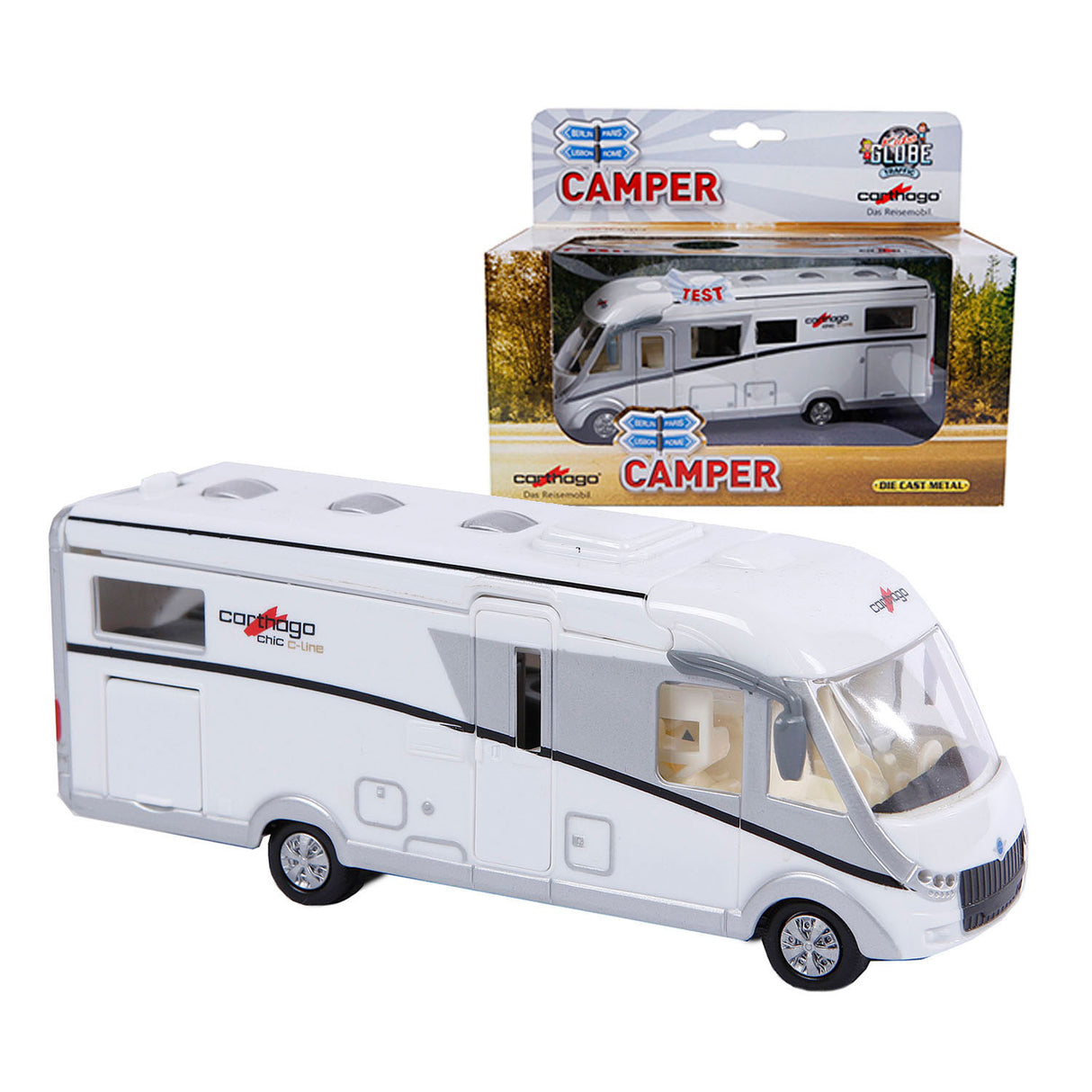 Kids Globe Die Cast Carthago Camper mit Licht, 16 cm