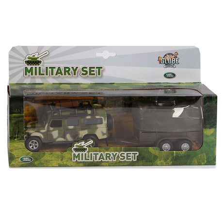 Kids Globe Globe Die Cast Land Rover avec Trailer Army, 27 cm