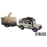 Kanner Globus stierwen Cast Land Rover mat Giraff-Trailer, 29Cm