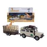 Kids Globe Die Cast Land Rover con Giraffe-Trailer, 29 cm