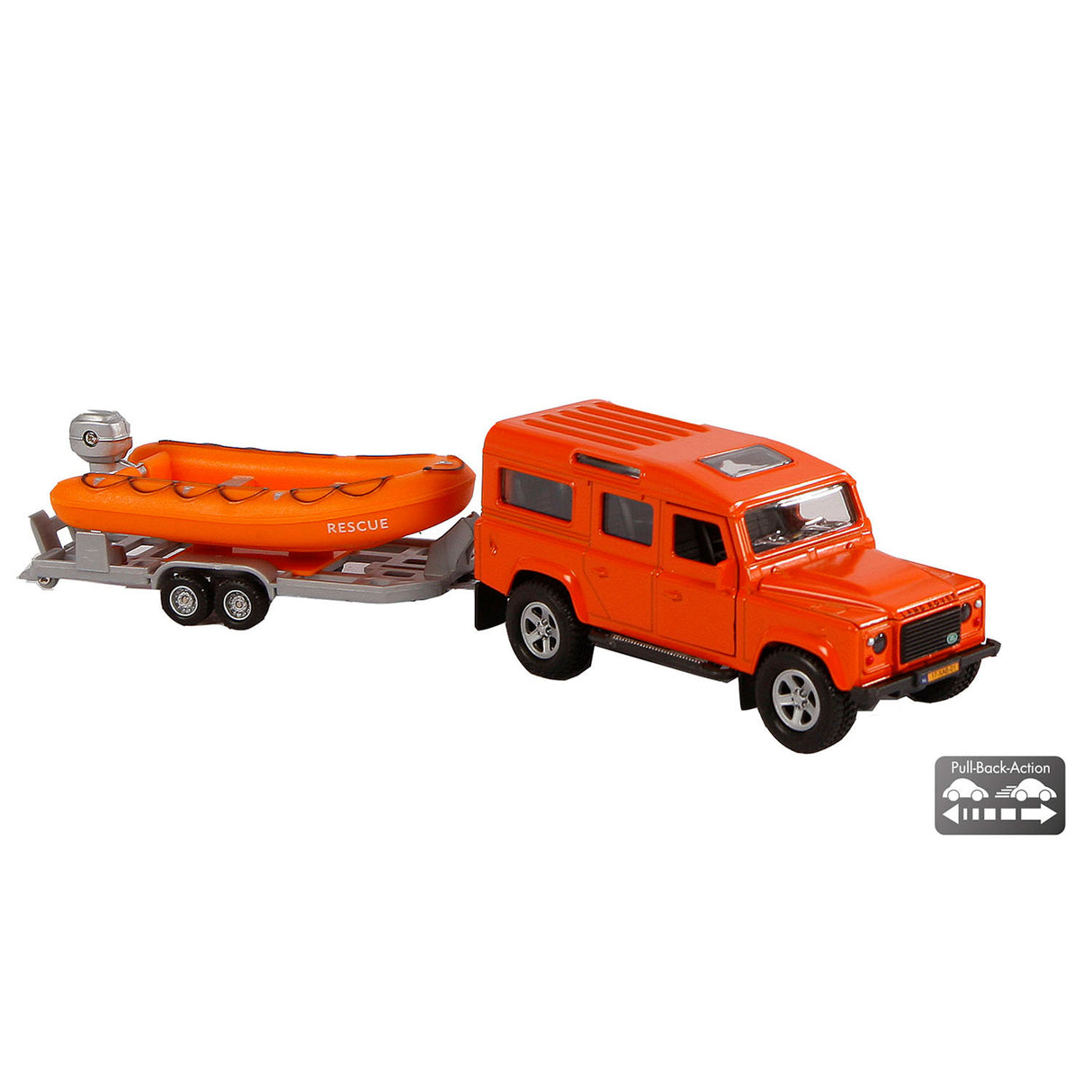 Kids Globe Die Cast Land Rover avec canot de sauvetage, 27 cm