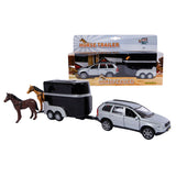 Kids Globe Globe Die Cast Volvo XC90 con remolque de caballos, 27 cm