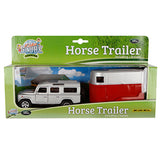 Kids Globe Die Cast Land Rover avec une remorque à cheval 1:32