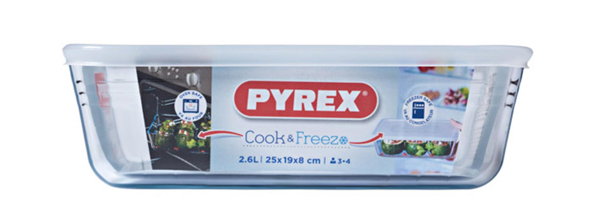 Plat à four Pyrex Cook Freeze 25 x 20 cm avec couvercle de conservation