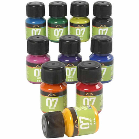 Peinture en verre permanente - Ensemble de 10 couleurs, 30 ml