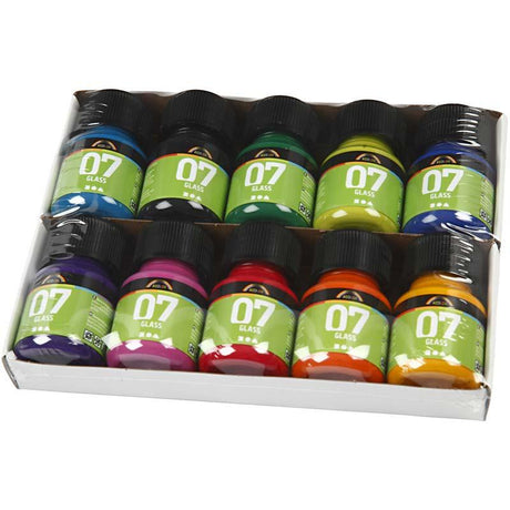 Peinture en verre permanente - Ensemble de 10 couleurs, 30 ml