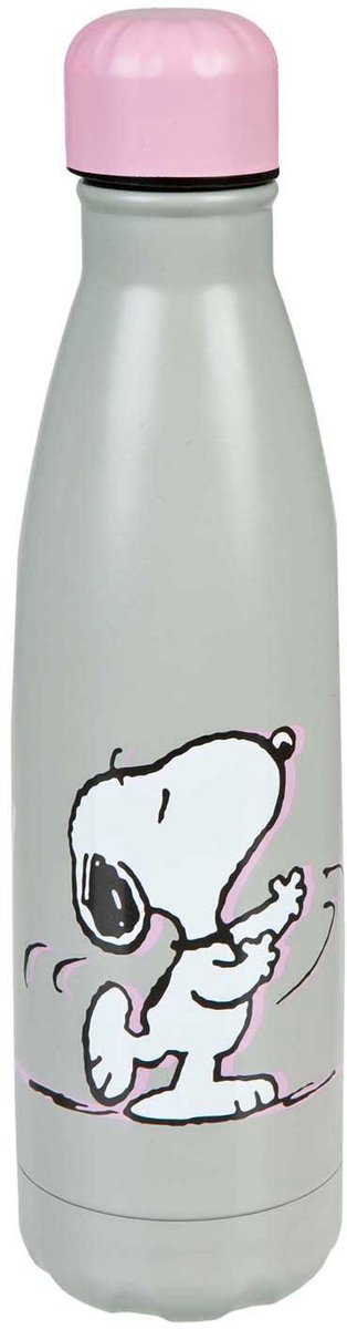 Gourde Undercover Snoopy 500ml isolée avec bouchon à vis rose.