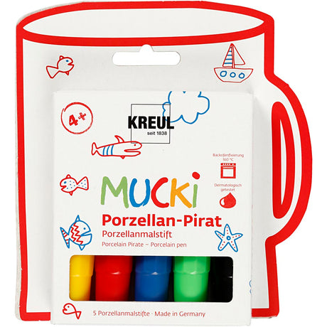 Marqueurs Kreul en verre-porcelaine, largeur de trait 2-5 mm, différentes couleurs, 5 pièces, 1 boîte