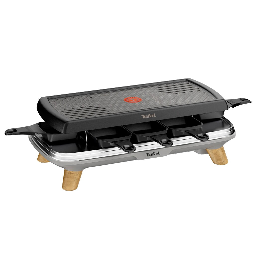 Tefal re610d raclette 3en1 8 personnes noir inox bois