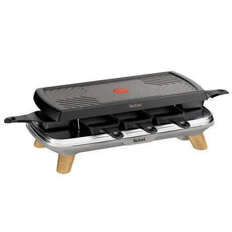 Tefal re610d raclette 3en1 8 personnes noir inox bois