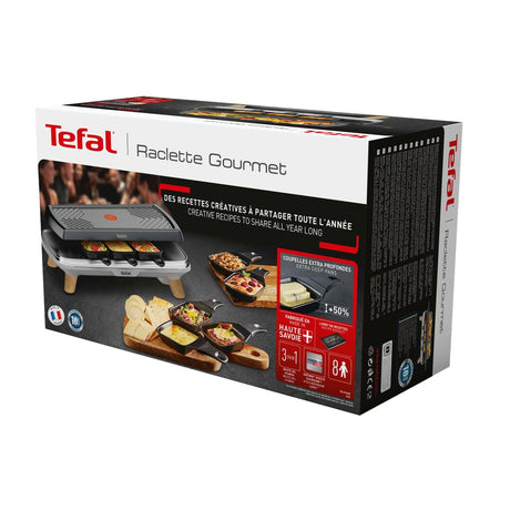 Tefal re610d raclette 3en1 8 personnes noir inox bois