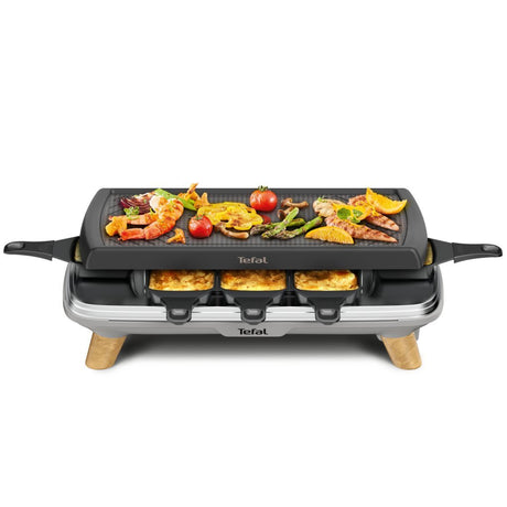 Tefal re610d raclette 3en1 8 personnes noir inox bois