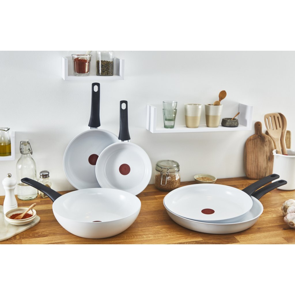 Tefal batterie de cuisine Tefal céramique contrôle wok 28 cm blanc
