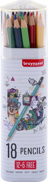 Boîte de crayons de couleur Bruynzeel | 12 + 6 gratuits