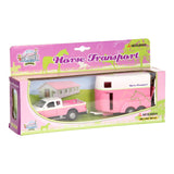 Kids Globe Die Cast Car with Horse Trailer Pink, 1:32