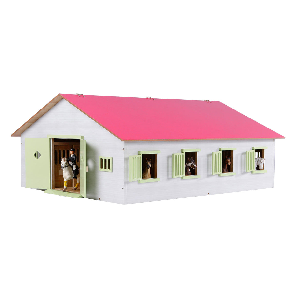 Kids Globe Globe Horse Stable Pink With 7 Boxes, 1:24