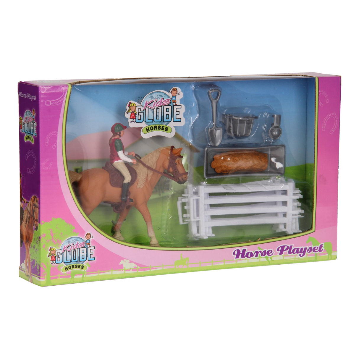 Kids Globe Globe Globe Speelset Paard, Ruiter met Accessoires, 1:24