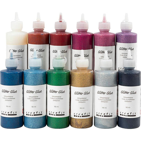 Colle pailletée Creativ company, différentes couleurs, 12x118 ml 1 boîte