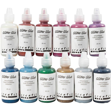 Creativ Company glitter glue various colors, 12x25ml