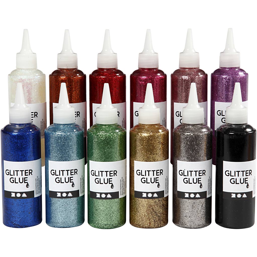 Colle pailletée Creativ company, différentes couleurs, 12x118 ml 1 boîte