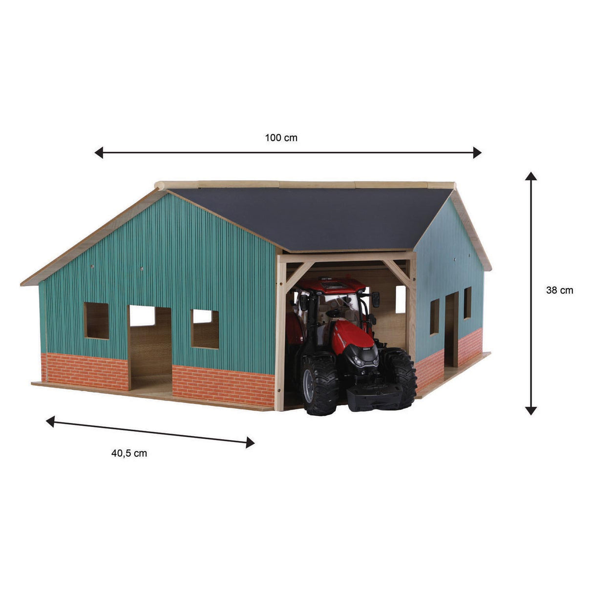 Kids globe globe globe shed corner wood for 2 tractors 1:16