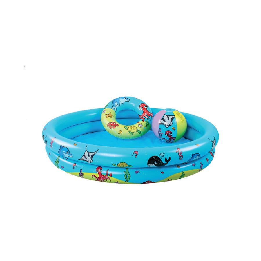 Mini-marine | Ensemble de piscine de jeu multicolore : piscine incl. anneau de natation ballon de plage