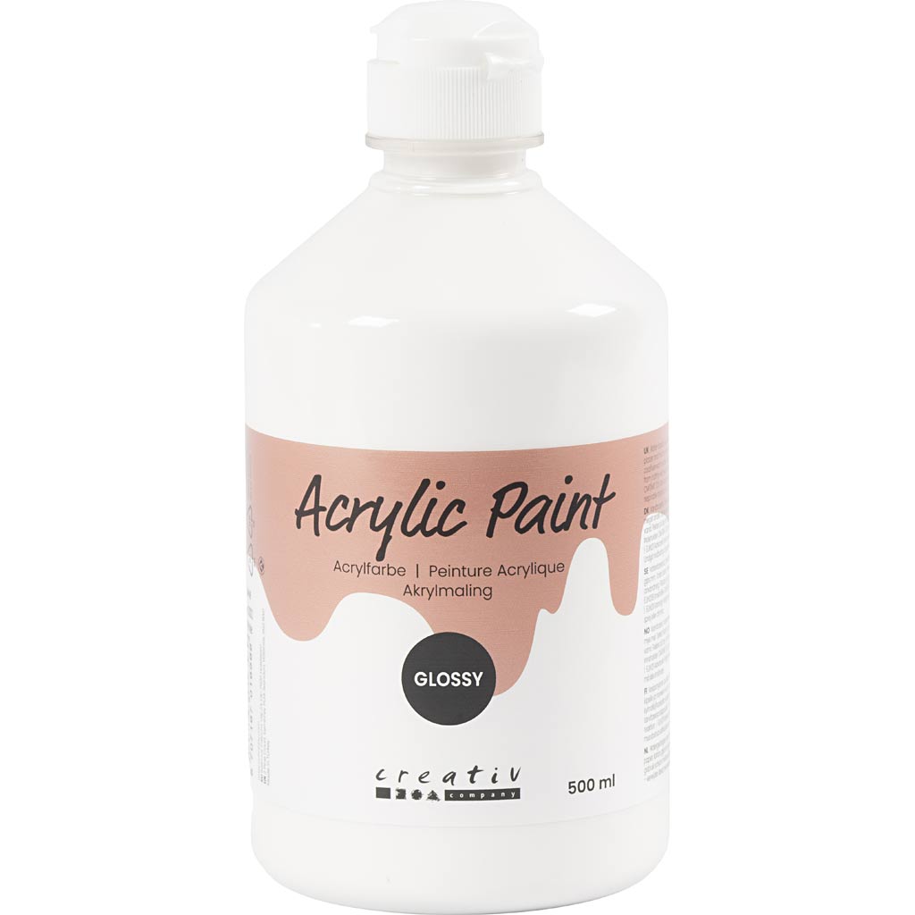 Creativ company peinture acrylique brillante, blanche, 500 ml 1 bouteille