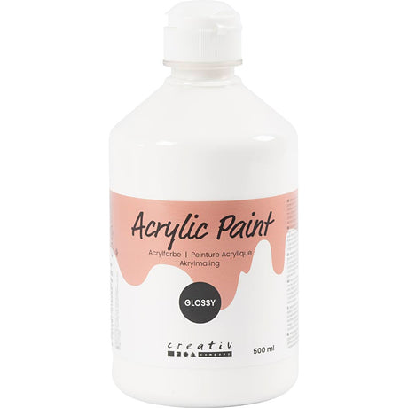 Creativ company peinture acrylique brillante, blanche, 500 ml 1 bouteille