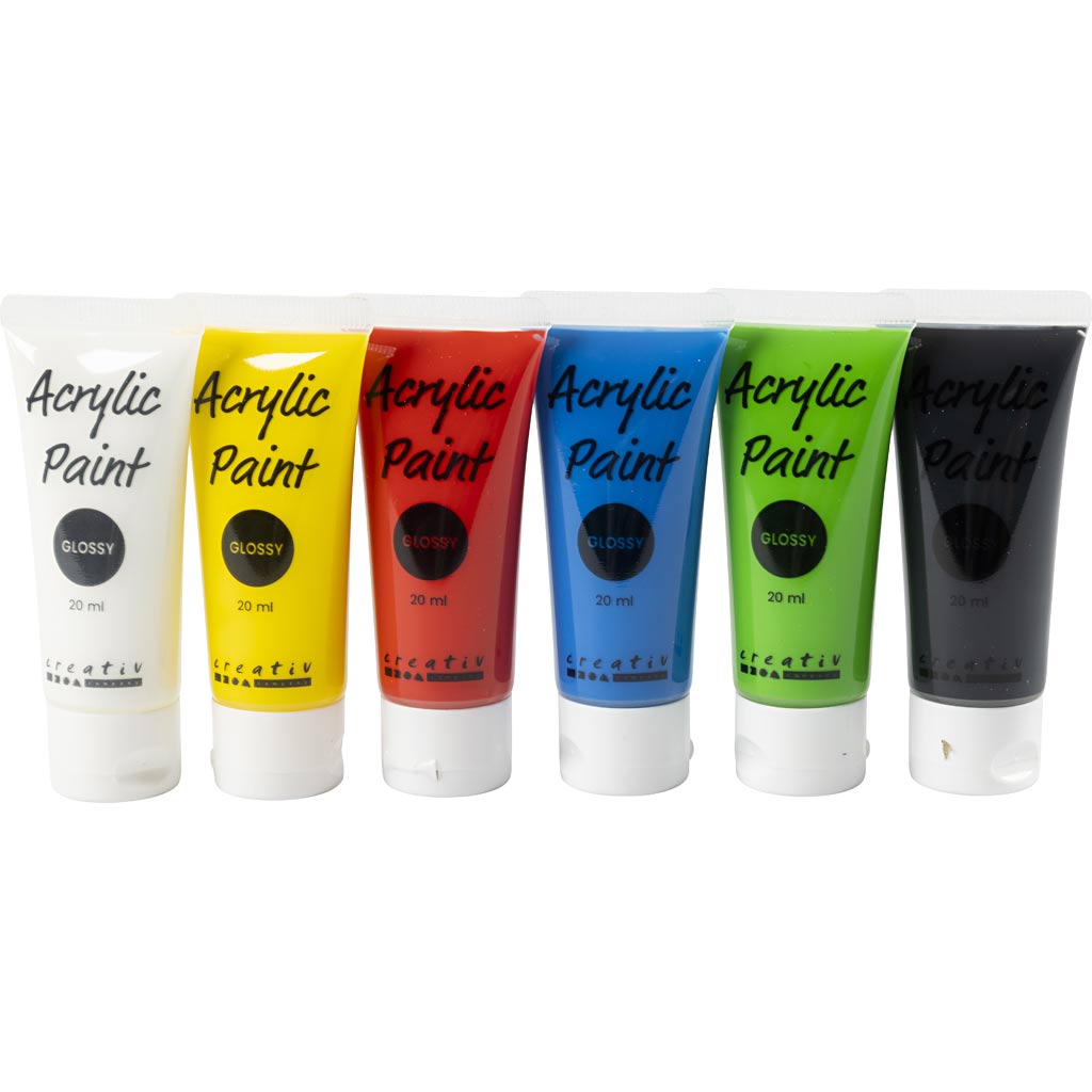 Creativ Company Paint acrylique pour Kidneren Glossy Standard Colors, 6x20ml